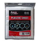 Axus Decor Polythene Dust Sheet - 12' x 12' (3.67m x 3.67m) - Dust Sheets for Decorating - Waterproof & Translucent - Dust Sheets for Painting, Carpets, Hard Floors and Furniture