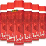 6x Charlie RED Body Spray Fragrance 75ml - Rose Petal + Spices Scent