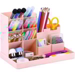 Barnens skrivbordsorganisatör, skrivbordsförvaring, pennställ, pennförvaringshållare kompatibel med skola, kontor och klassrum (rosa) rosa