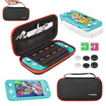 Vivefox Accessories Kit for Nintendo Switch Lite, 4-in-1 include Portable Travel Carry Case with 8 Game Cartridge, Clear TPU Cover Case, HD Tempered Screen Protector Bundle Pack for Switch Lite 2019