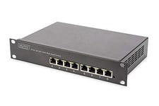 DIGITUS Gigabit Ethernet Switch - 10 pouces - 8 ports - non géré - fond de panier 16 Gbps - Auto MDI/MDI-X - Noir