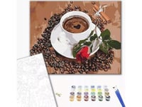 Ideyka Painting By Numbers Brushme, 40X50 Cm, Coffee With A Touch Of Romance, 1 Pc.