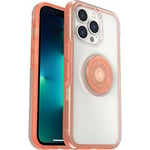 OtterBox Otter Plus Pop Case for iPhone 13 Pro, Shock Proof, Drop Proof, Protective Case with Pop Sockets Pop Grip, 3x Tested to Military Standard, Clear/Coral