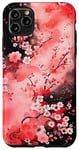 Coque pour iPhone 11 Pro Max Art Japonais Rose Magenta Rouge Fleurs De Cerisier Nature Art