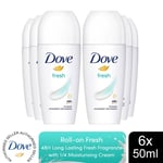 Dove AntiPerspirant Roll On up to 48 Hours of Sweat & Odour Protection 50ml, 6pk