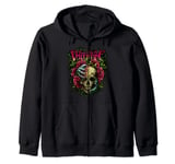 Funny Bullet My Valentine Skull Roses and Red Blood Horror Zip Hoodie