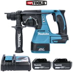 Makita DHR242Z 18v Brushless SDS+ Rotary Hammer + 2 x 5.0Ah Batteries & Charger