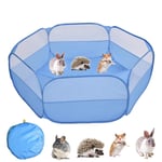 Portable Small Animals Playpen, Pet Playpen Foldable Small Animals Cage Tent Pop Up Exercise Fence for Guinea Pig, Rabbits, Hamster, Chinchillas, Hedgehogs, Cats -Blue