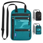 Sciphylia Pochette Tour de Cou Voyage Bloqueur RFID, Imperméable Sac de Passeport avec Bandoulière Réglable pour Femme Homme, Sac de Cou Anti-Vol Porte-Passeport pour Cartes Éléphone, Bleu Lac