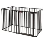 6-Panel Baby Safety Playpen Pet Gate Pet Folding Fence Metal Fire Gate w/Door