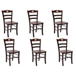 Chaise Loris En Noyer Siège Bois Massif X 6