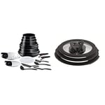 Tefal Ingenio Easy ON Pots & Pans Set, 20 Pieces, Stackable, Removable Handle, Space Saving, Non-Stick, Black, L1599402 & Ingenio L9931012 3 Piece Glass lids, 16-cm, 18-cm, 20-cm , Black