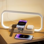 Wireless Charging Bedside Lamp Touch Control Dimmable 5 Colors w/ 3-in-1 Charger