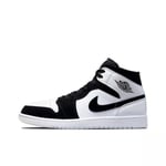 Air Jordans 1 Mid Diamond Shorts Svart och Vit Dam Herr AJ1 43