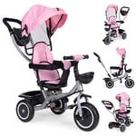 2-i-1 trehjuling barnvagn, vridbar sits, fällbar kapell, rosa, ECOTOYS