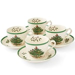 Spode Christmas Tree Teacup and Saucer,Set of 4 (Multicolor)