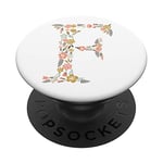 Cute Floral Initial Letter F Monogram on White PS20006 PopSockets PopGrip: Swappable Grip for Phones & Tablets