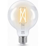 WiZ smartlampa globe, E27, klar glas, tunebar vit - nyanser av vitt ljus, Wi-Fi, 2700-6500 K, 806 lm, 9 cm