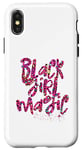 Coque pour iPhone X/XS Rose vif Léopard Noir Fille Magique Mélanine Noire Reine Femme
