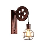 Red Rust - Retro Vintage Industrial Iron Vägglampa för loft, café, bar, justerbart ljus, dekor