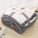 Sherpa Fleece Blanket Throw Dual Sided Plush Fabric Extra Soft Thermal Fluffy Blanket Sherpa Throws for Bed and Sofa Improves Sleep - Grey Double 150 X 200