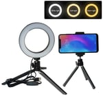 AJH Mini 6 inch LED Ring Light with Cell Phone Holder & Tripod Stand, Mini Desktop Dimmable LED Camera Light LED Lamp with 3 Light Modes & 11 Brightness Level for YouTube Video and Makeup