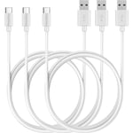 Lot 3 Cables USB-C Chargeur Blanc pour Samsung Galaxy S10 / S10+ / S10e - Cable USB-C 1 Metre Phonillico®