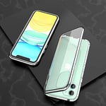 Étuis pour téléphone cellulaire, for iPhone 11 Ultra Slim taillage Simple magnétique Adsorption Cadre Angulaire en Verre trempé Aimant de Flip Case (Couleur : Argent)