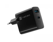 Natec Ribera GaN USB-A &amp; USB-C Lader - 65W - Svart