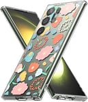Ringke Compatible avec Coque Fleur Samsung Galaxy S23 Ultra 5G [Fusion Design] Graphique Solide Rigide Back TPU Souple Bumper Étui Femmes Antichoc de Protection [Militaire Défense] - Floral