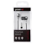 Groove Metal Buds In Ear Stereo Headphones Earphones - Silver/Black