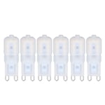 6 st G9 LED-lampor Dimbara 3W Energisparande 360 Graders Ljuslampa för Taklampor och Pendellampor Naturligt Vitt 220-240V