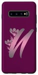 Coque pour Galaxy S10+ Monogramme floral élégant rose foncé dégradé lettre U