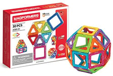 Magformers 30-Piece Magnetic Tiles Toy. STEM Set. Educational Teaching Resource With 18 Squares And 12 Triangles. Magnetic Building Blocks For Children Aged 3+. Makes 2D Nets and 3D.