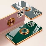 Lyxigt Stilrent skal iPhone 12 Pro Max med ring ställ-funktion Guld Blue one size