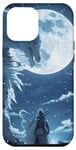 Coque pour iPhone 14 Pro Max Guerrier de style animé Visages Lune Loup Fantasy Stars