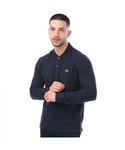 Lacoste Mens Classic Fit Speckled Print Polo Shirt in Navy Cotton - Size Small