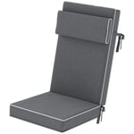 Sittdyna 120 x 47 x 9,5 cm vattenavvisande stolsdyna med knytband, nackstöd, UPF50+ utomhus sittdyna inomhus, sittdyna för hopfä