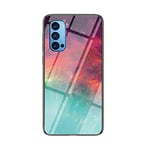 Case for OPPO Reno 4 Case,Marble Clear Tempered Glass Case Soft Silicone Phone Cover Case Suitable for OPPO Reno 4-Color Starry Sky