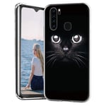 ZhuoFan Blackview A80 Pro Case Clear Slim, Phone Case Cover Silicone TPU Transparent with Design Shockproof Soft TPU Back Bumper Protective for Blackview A80 Pro 6.49", Black cat