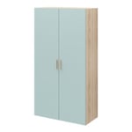Armoire penderie 2 portes battantes bleu aqua et effet chêne GoodHome Atomia H. 187 x L. 100 x P. 58 cm