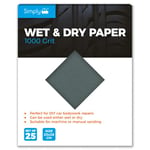 Simply WD1000 Wet & Dry Polishing Paper 1000 Grit, Pack of 25, 230mm x 280mm, Perfect for DIY Car Bodywork Repairs, Machine, Manual Sanding, Furniture and Home Improvement