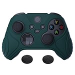 eXtremeRate PlayVital Samurai Edition Racing Green Anti-slip Controller Grip Silicone Skin, Ergonomic Soft Rubber Protective Case Cover for Xbox Series S/X Controller with Black Thumb Stick Caps