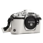 MegaGear MG1354 Ever Ready Leather Half Case and Strap with Battery Access for Olympus OM-D E-M10 Mark III Camera - White
