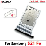 Double s21 fe noir - Support de carte SD pour Samsung Galaxy, Ultra Fe, double fente pour carte SIM, pièces d