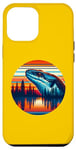 Coque pour iPhone 12 Pro Max Blue Tongued Skink Sunset Rétro Style Vintage Années 80 70