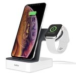 Belkin PowerHouse Charge Dock for Apple Watch + iPhone (iPhone Charging Dock for iPhone 13, 13 Pro, 13 Pro Max, 13 mini and Earlier Models, Apple Watch Series SE, 7, 6, 5, 4, 3, 2, 1) - White