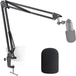 AT2020 Mic Stand with Pop Filter - Microphone Boom Arm Stand with Foam for USB+