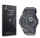Youniker 3 Pack Compatible with Casio GBD800 Screen Protector Tempered Glass for G Shock GBA800 Watch Screen Protector Foils Glass Anti-Scratch