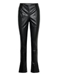 Mollie Slit Trousers Bottoms Trousers Leather Leggings-Byxor Black Gina Tricot